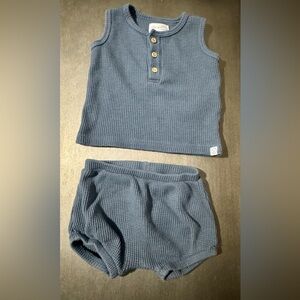 Steel Blue Baby Waffle Tank & Bloomer Set